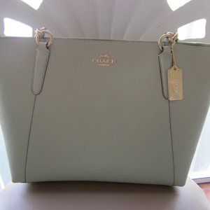 NEW LEATHER MINT GREEN COACH HANDBAG/TOTE WITH TAG